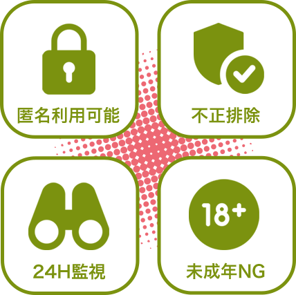 匿名利用可能/不正排除/24H監視/未成年NG